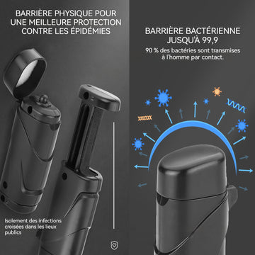 Ouvre-porte réutilisable tige de contact de poignée anti-contact bouton zéro contact Tige anti-contact dispositif portable noir